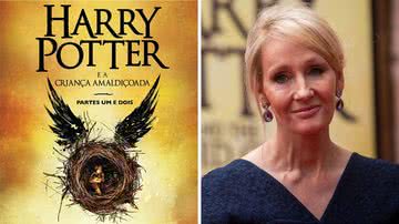 Capa do livro 'Harry Potter e a Criança Amaldiçoada" e J.K Rowling - Divulgação/ Editora Rocco/ Getty Images/ Rob Stothard