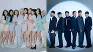 Grupos TWICE e Monsta X - Divulgação/JYP Entertainment/Starship Entertainment