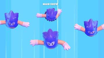 Imagem promocional da skin do Sonic em Fall Guys: Ultimate Knockout - Divulgação/Twitter/Mediatonic