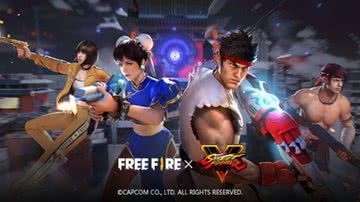 Imagem promocional da parceria entre Free Fire e Street Fighter V - Divulgação/Garena