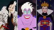Cenas de Cruella em ‘Os 101 Dálmatas’, Ursula em ‘A Pequena Sereia’ e a Rainha Má vista em ‘Branca de Neve e os Sete Anões’ - Divulgação/ Disney